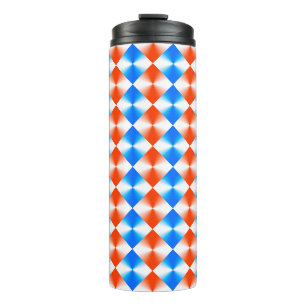 Termo Naranja y patrón azul