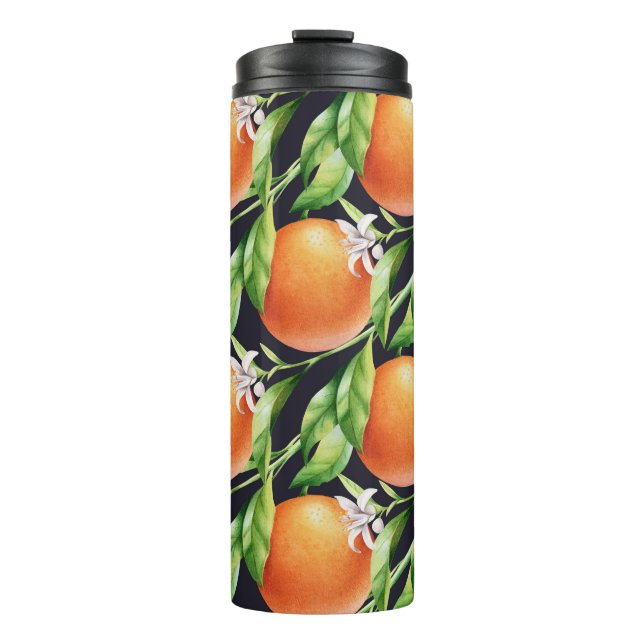Termo Naranjas de acuarela: Patrón sin foco de cítricos (Anverso)