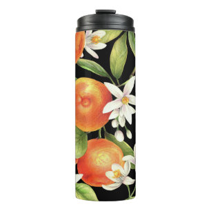 Termo Naranjas de mano desatada: Ilustracion floral.