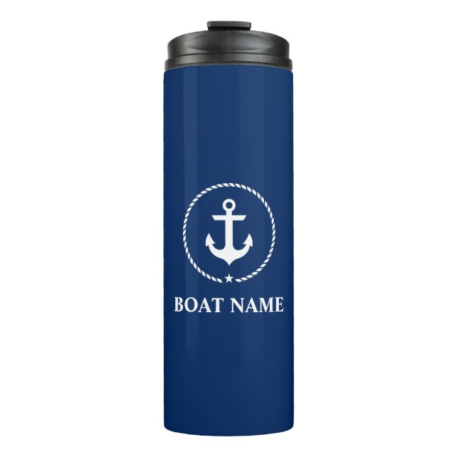 Termo Nautical Boat Name Anchor Rope Navy Blue (Anverso)
