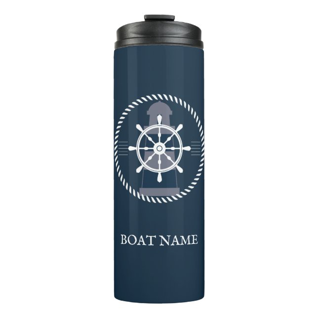 Termo Nautical Boat Name Personalized Navy Blue (Anverso)