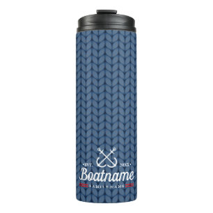 Termo Nautical Bote Name Personalized Blue Wool
