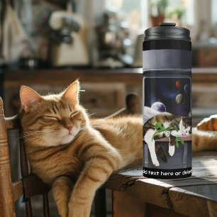 Termo Nave Espacial Gato Tabby Verde Alien Muñeco de Pel