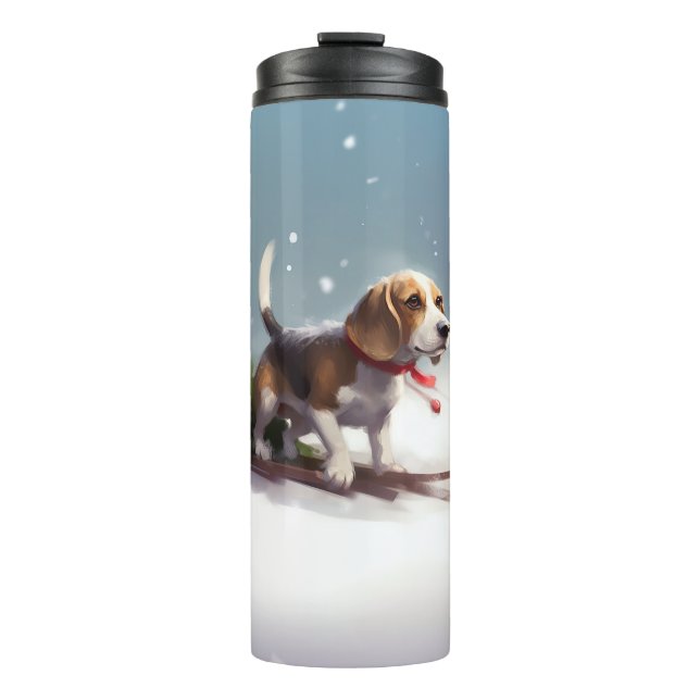 Termo Navidad de Beagle nieve invierno (Anverso)