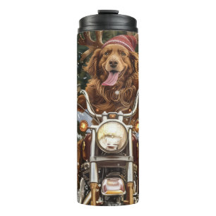 Termo Navidad en Nueva Escocia con Perro Montando Motoci