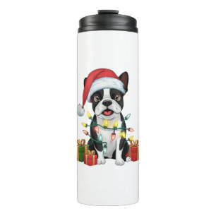 Termo Navidad en Santa Hat Boston Terrier Dog