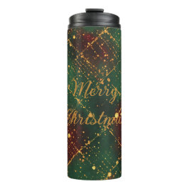Termo Navidad, Feliz Navidad, Patrón Dorado Rojo Verde