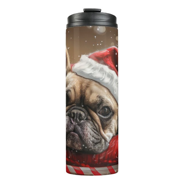 Termo Navidad Festiva de Bulldog Francés (Anverso)