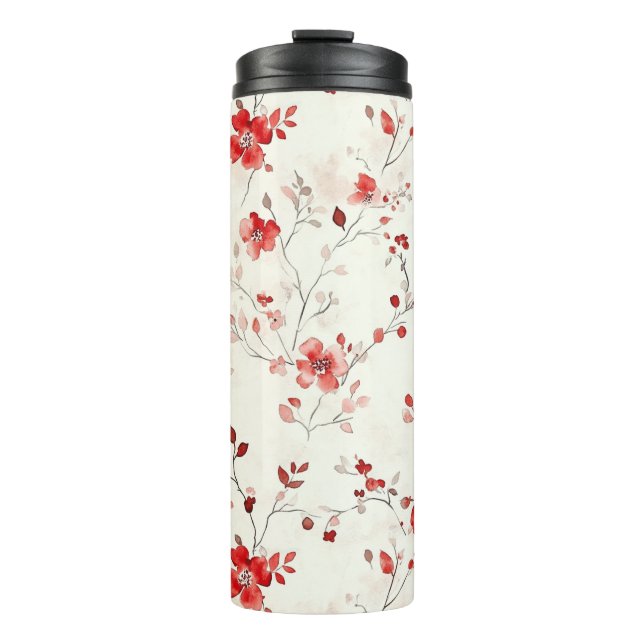 Termo Navidad Floral Roja Crema (Anverso)