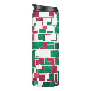 Termo Navidad Mondrian Rojo y Verde Moderno y Audaz