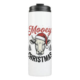 Termo Navidad Mooey Vaca Sombrero de Santa Grabado Antig