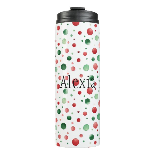 Termo Navidad puntos rojos blancos verdes (Anverso)