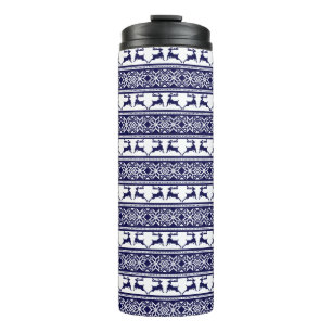 Termo Navidades, azul y blanco escandinavo