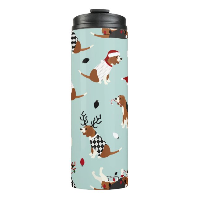 Termo Navidades Beagles Blue Thermal Tumbler (Anverso)