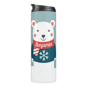 Termo Navidades beary con oso polar blanco personalizado