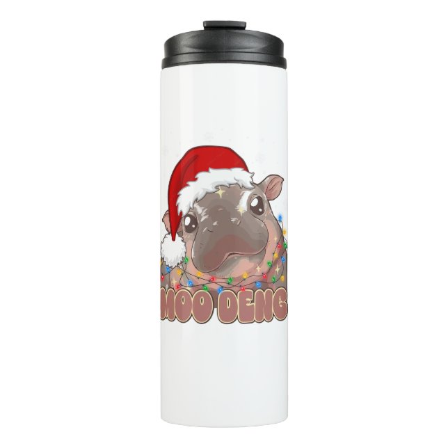 Termo Navidades Cute Moo Deng Baby Hippo Encenden Santa  (Anverso)