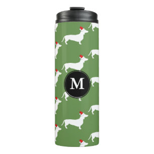 Termo Navidades Dachshunds y Santa Hats con iniciales