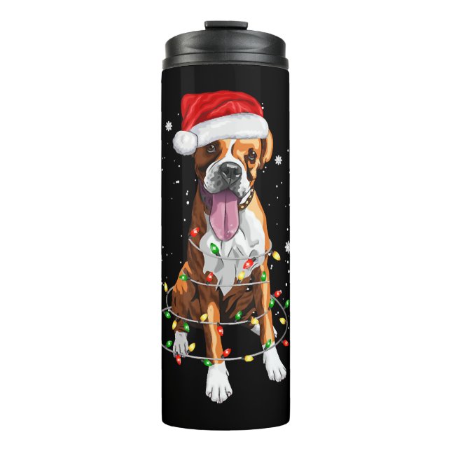 Termo Navidades de árbol de perros boxer iluminan Navida (Anverso)