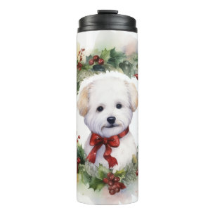 Termo Navidades de Bichon Frise Wreath Festimes Pup