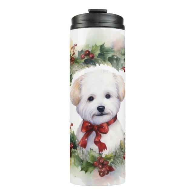 Termo Navidades de Bichon Frise Wreath Festimes Pup (Anverso)