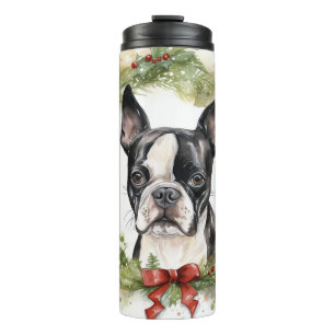 Termo Navidades de Boston Terrier en la fiesta
