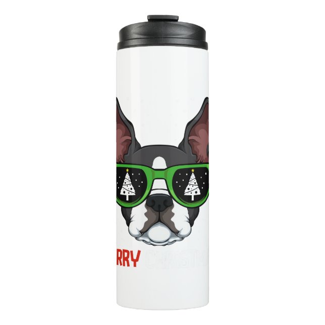 Termo Navidades de Boston Terrier Pajama Dog Gafas de so (Anverso)