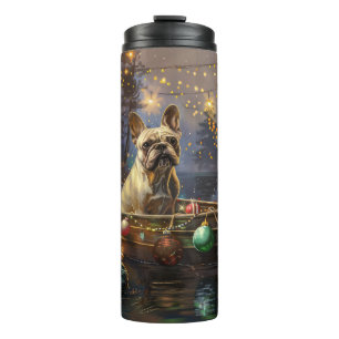 Termo Navidades de Bulldog de Francia disfrutan de un vi