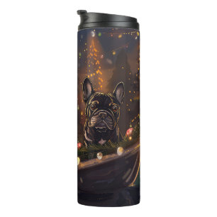 Termo Navidades de Bulldog de Francia disfrutan de un vi