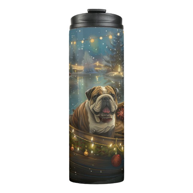 Termo Navidades de bulldog de vacaciones (Anverso)
