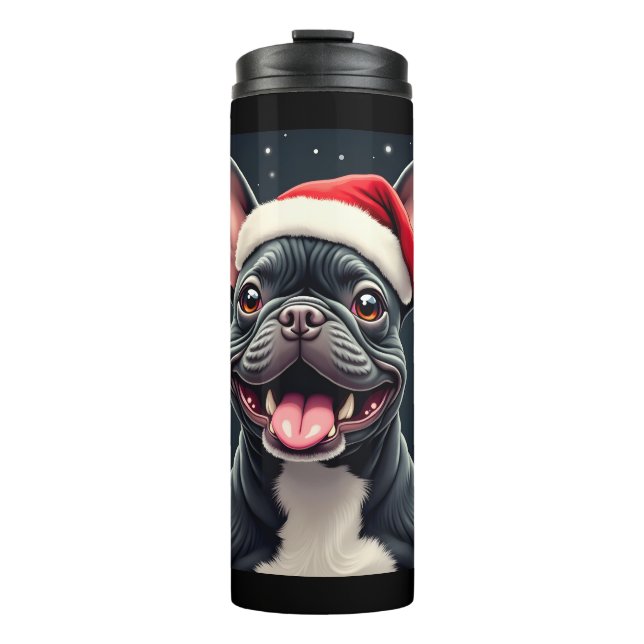 Termo Navidades de Bulldog franceses lanzan camiseta (Anverso)