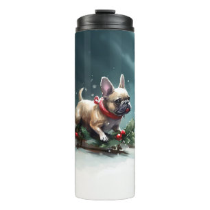 Termo Navidades de Bulldog franceses nevan el invierno