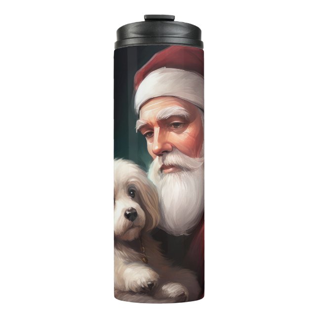 Termo Navidades De Cotton De Tulear Con Santa Claus (Anverso)