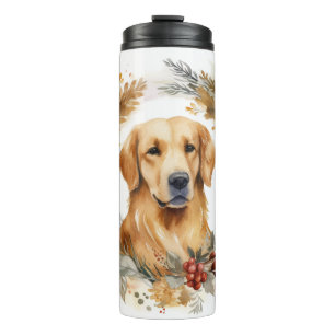 Termo Navidades de Golden Retriever Wreath Festial Pup