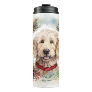 Termo Navidades de Goldendoodle Wreath Festial Pup