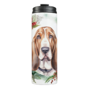 Termo Navidades de Hound Basset Wreath Festimes Pup