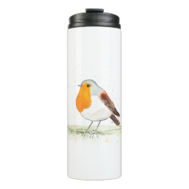 Termo Navidades de invierno con acuarela Robin