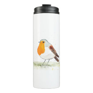 Termo Navidades de invierno con acuarela Robin