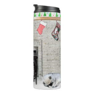 Termo Navidades de Keeshond picotean perro con pintura d