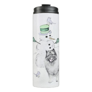 Termo Navidades de Keeshond Snowman pinta arte de perro