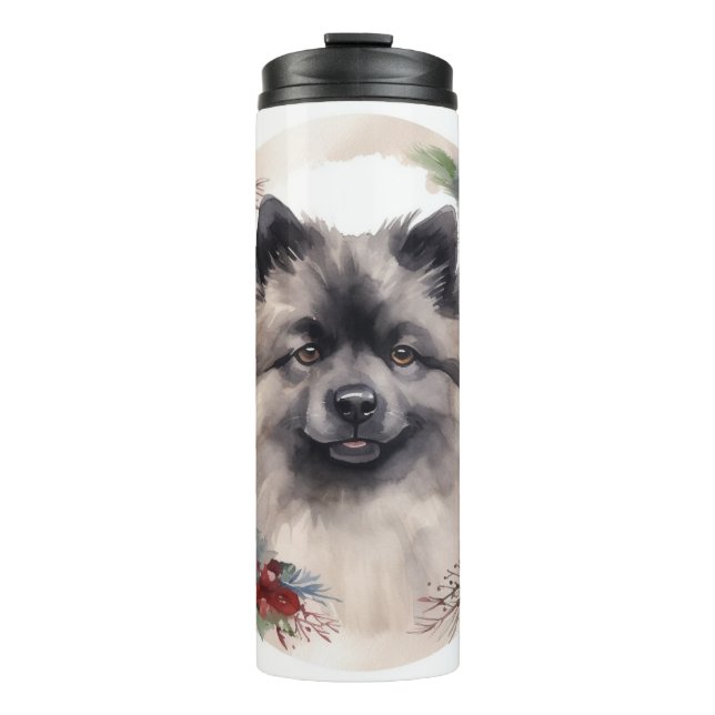 Termo Navidades de Keeshond Wreath Festive Pup (Anverso)