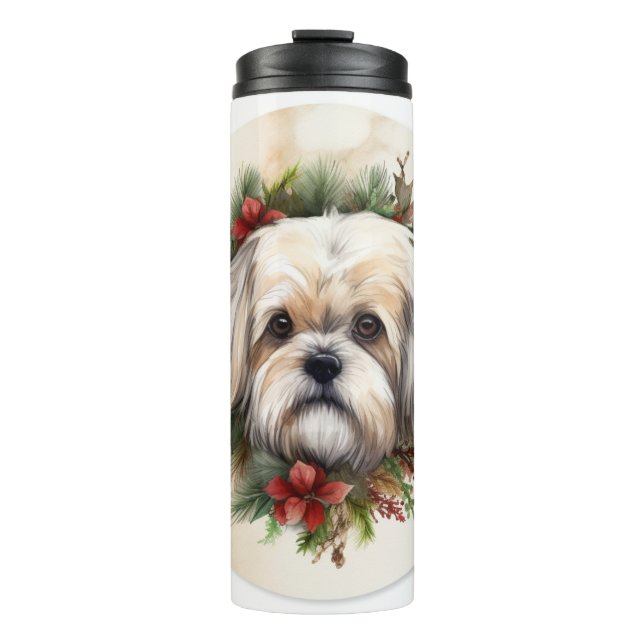 Termo Navidades de Lhasa Apso Wreath Festimes Pup (Anverso)