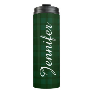 Termo navidades de lona verde tartán personalizado