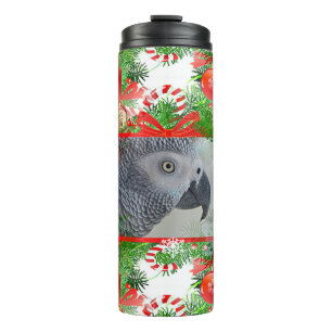Termo Navidades de loro gris africano del Congo