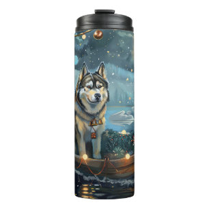 Termo Navidades de Malamute de Alaska en un viaje festiv
