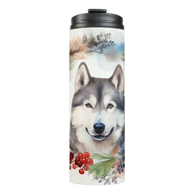 Termo Navidades de Malamute de Alaska escribieron presen (Anverso)