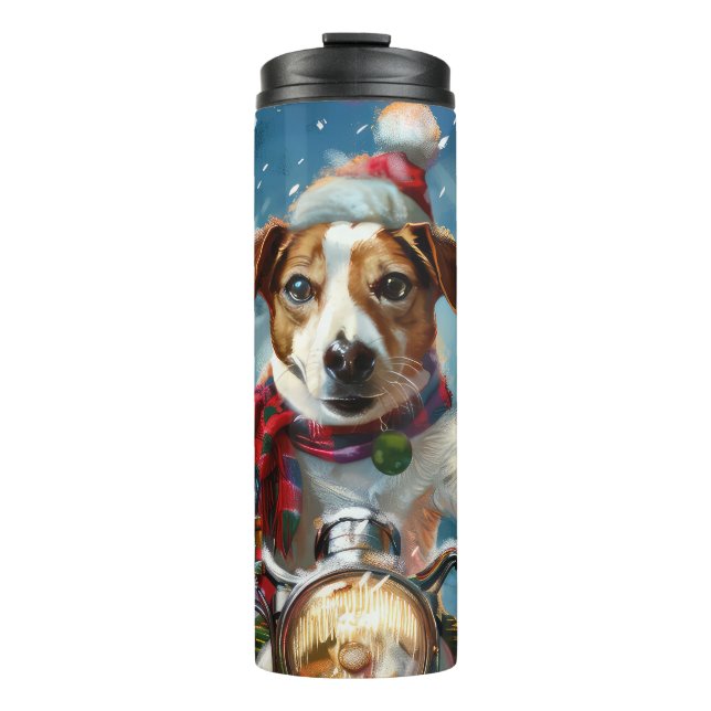 Termo Navidades de moto de Jack Russell Dog Riding (Anverso)