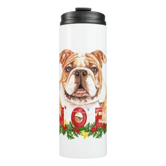 Termo Navidades de noel de Bulldog de acuarela (Anverso)