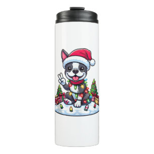 Termo Navidades de Peace Hand Boston Terrier iluminan a 