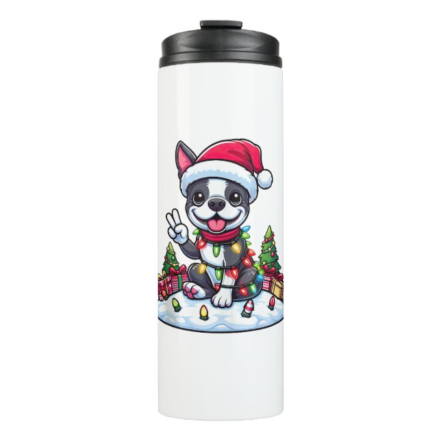 Termo Navidades de Peace Hand Boston Terrier iluminan a  (Anverso)