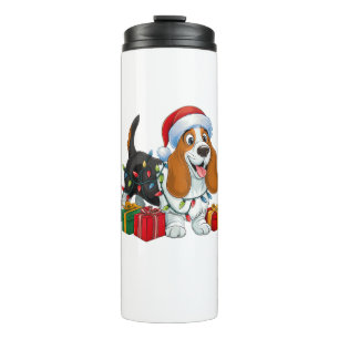 Termo Navidades de perras de Santa Hat Basset Hound